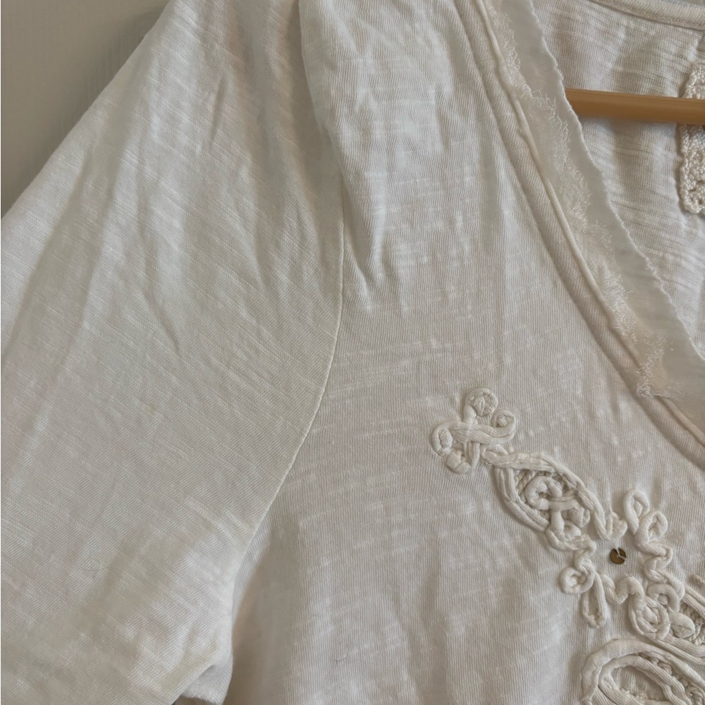 NWOT Meadow Rue Ivory Embroidered Top - Picture 3 of 5